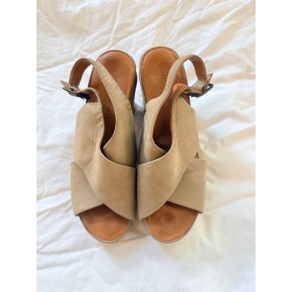 Gentle Souls Kenneth Cole Paulina Leather Cork Wedge Platform Sandals Tan 7M